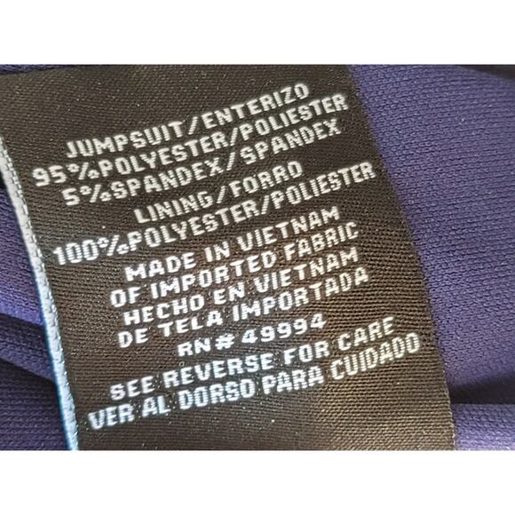 R and M Richards Jumpsuit Women Size 6 Blue One Shoulder Tie Waist Wide Leg - Picture 14 of 16